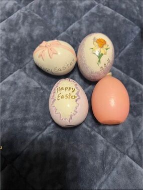 Hand-Painted Easter Egg Set - Pastel Pink & Cream